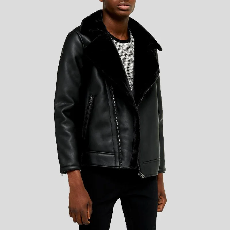 Bard Black Shearling Leather Jacket