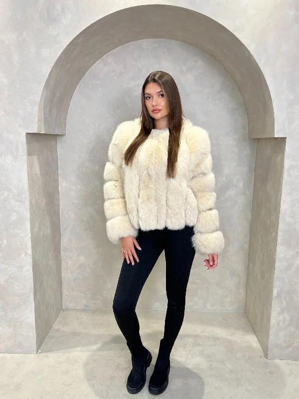 winter-ready-women's-coats-Light Beige Luxury Fur Vertical Pelt Coat