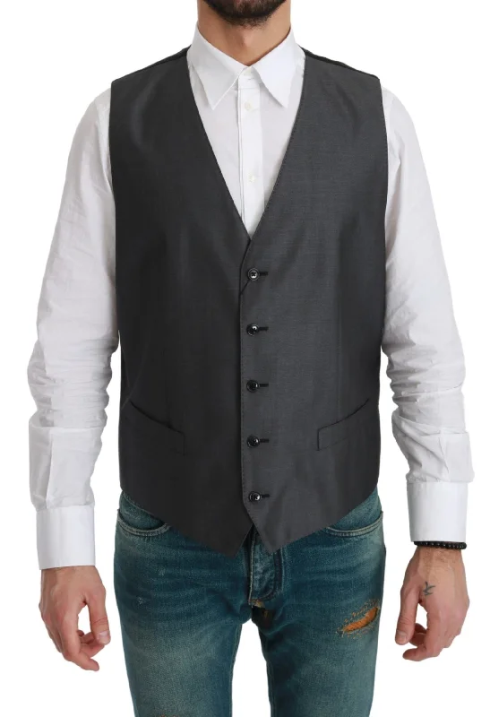 Dolce & Gabbana Elegant Gray Wool Blend Dress Men's Vest