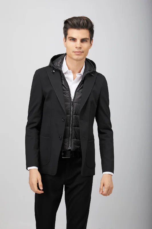 Black Puffer Hood Sportcoat