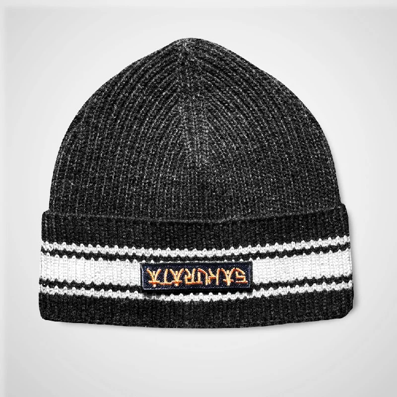 Black Unisex Warrior Beanie Cap by shearling leather