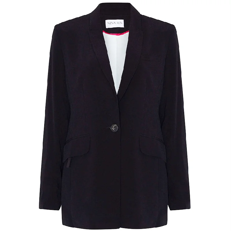 women's-coats-for-snowy-weather-WAISTED LYOCELL BLAZER IN BLACK