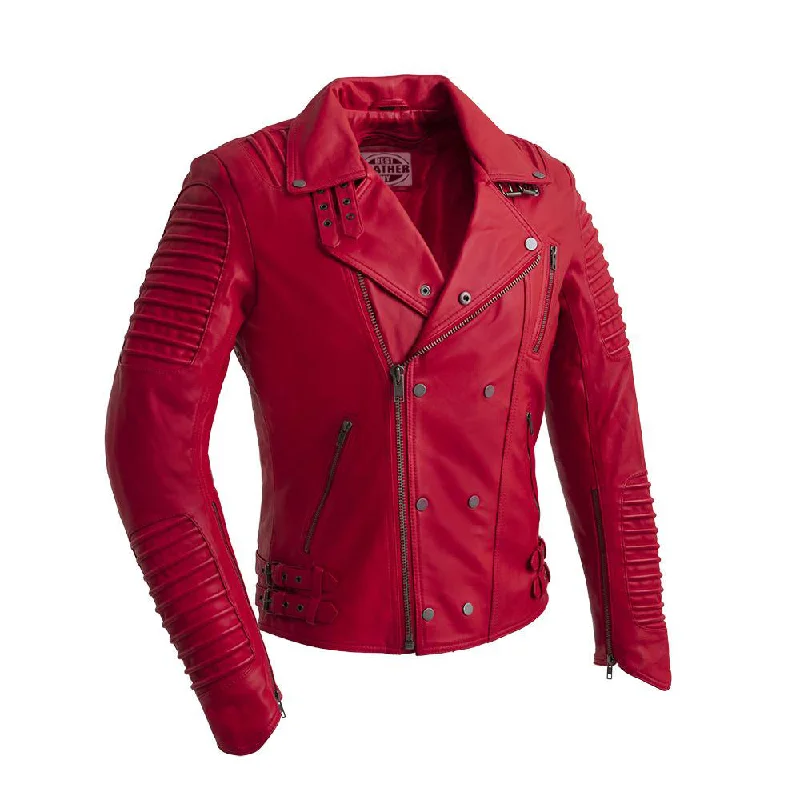 Brooklyn - Men's Fashion Lambskin Leather Jacket (Fire Red)