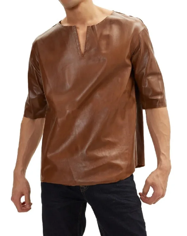 Brown Leather T Shirt