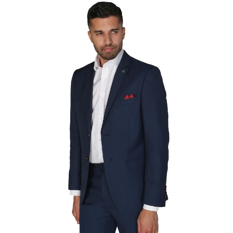 Trendy men’s blazers-Calvin - Men's Navy Blazer Formal Elegant