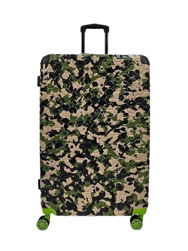 Camo Print Hard Case Shell Suitcase Carry On Cabin Check In Combination Lock