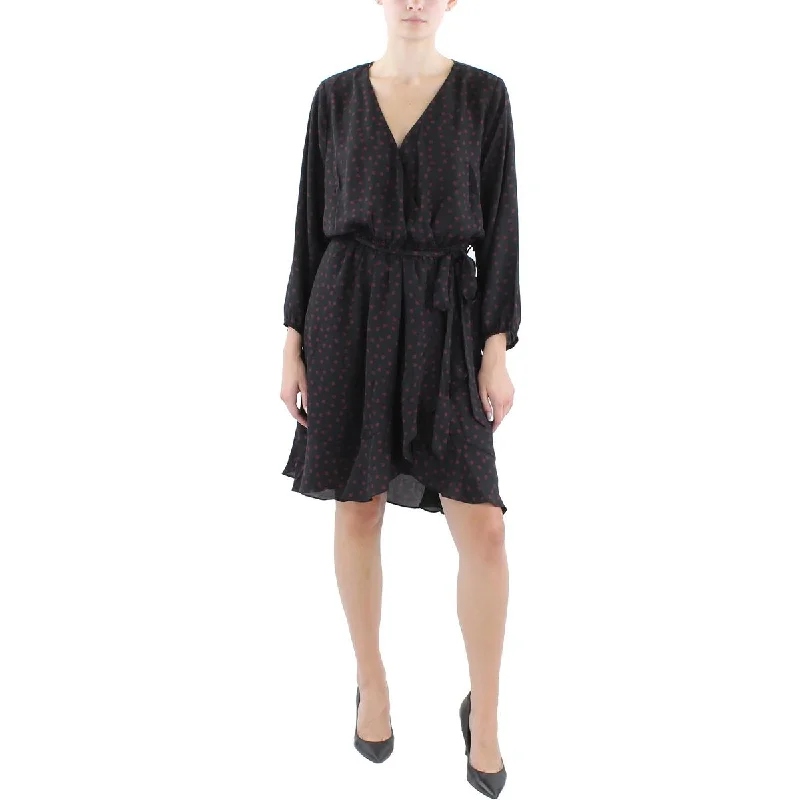 City Chic Womens Faux Wrap Midi Fit & Flare Dress