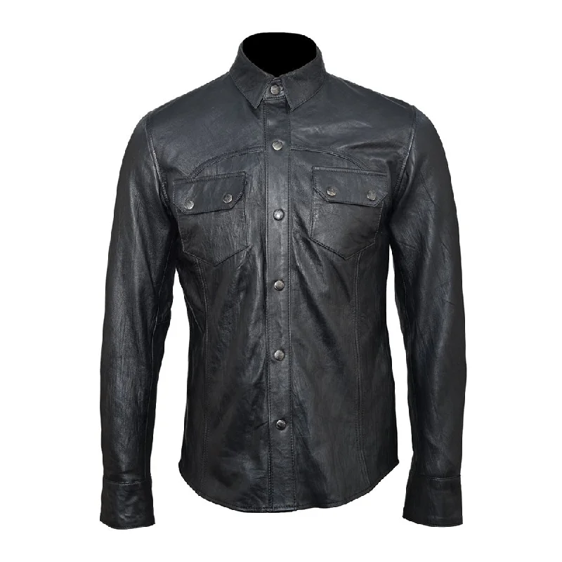 Classic Black Leather Shirt