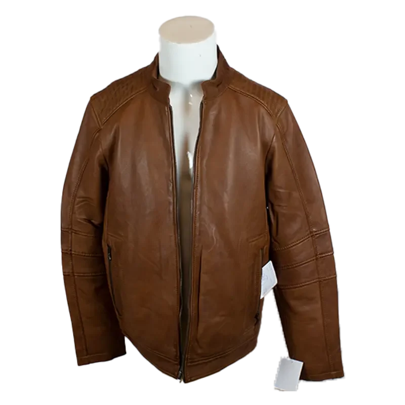 BOL Men's Classic Zip up Leather Jacket