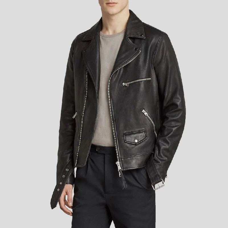 Connor Black Motorcycle Leather Jacket