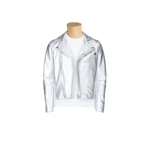 Metallic silver leather jacket