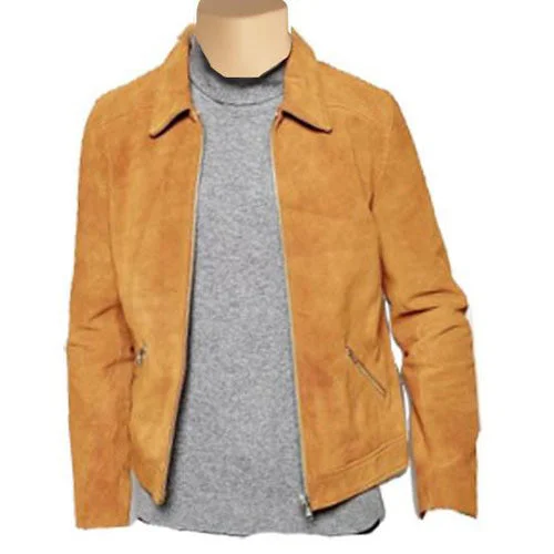 Collared Suede leather jacket