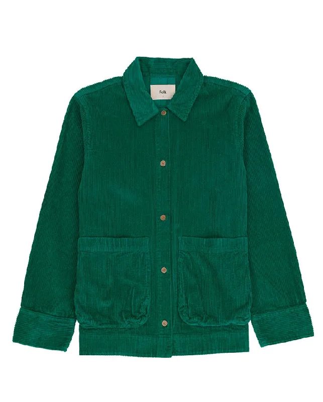 Cord Pleated Shirt Emerald