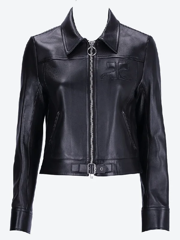 classic-coat-styles-for-women-Zipped iconic leather jacket