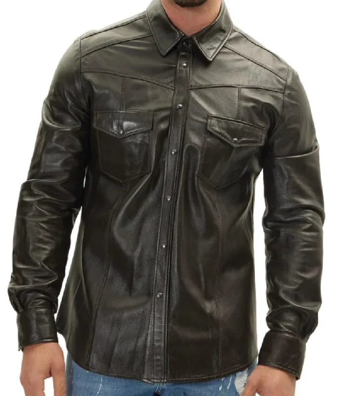 Dark Brown Leather Shirt