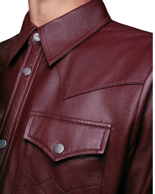 Dark Red Leather Shirt