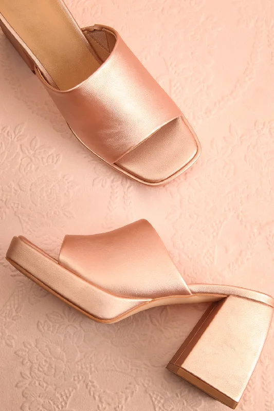 Dorisse Rose Gold | Heeled Mules