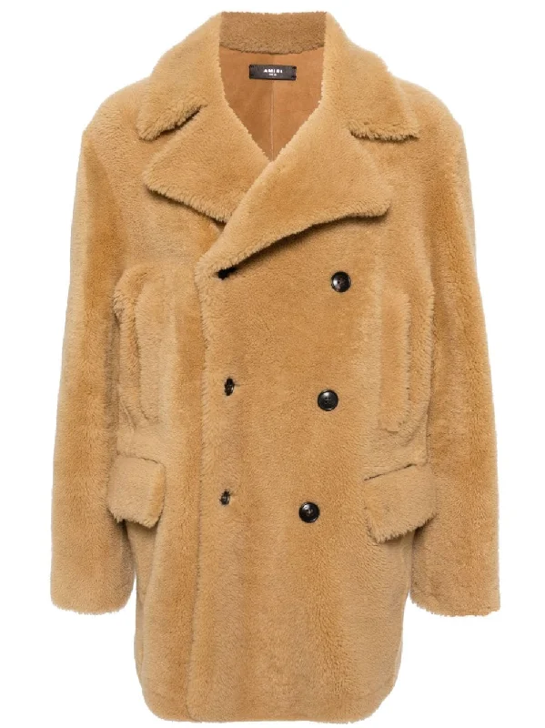 Double-Breasted Shearling Coat