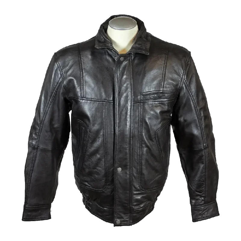 BOL Men's Full Zip Leather Bomber Jacket