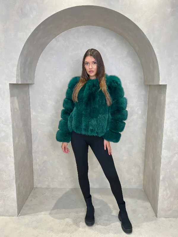 long-women's-coats-Emerald Luxury Fur Vertical Pelt Coat