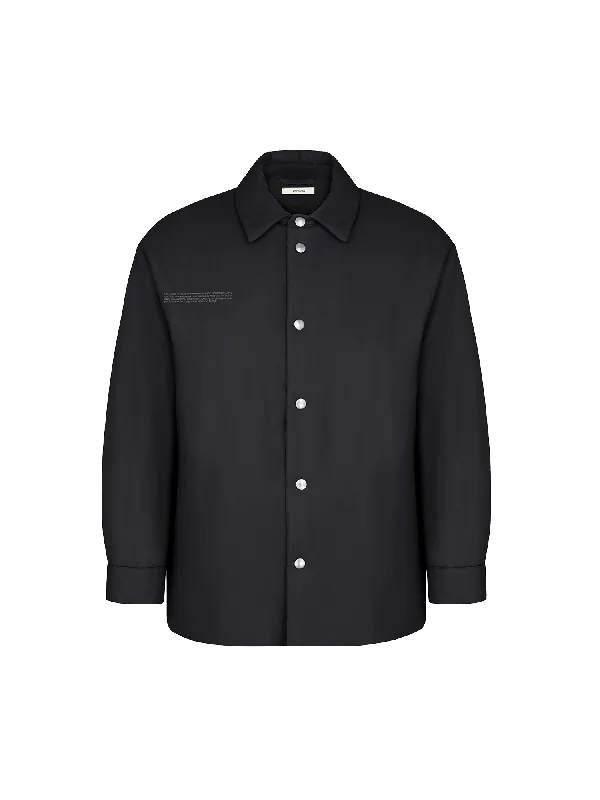 Womens Flower-Warmth Padded Overshirt—Black