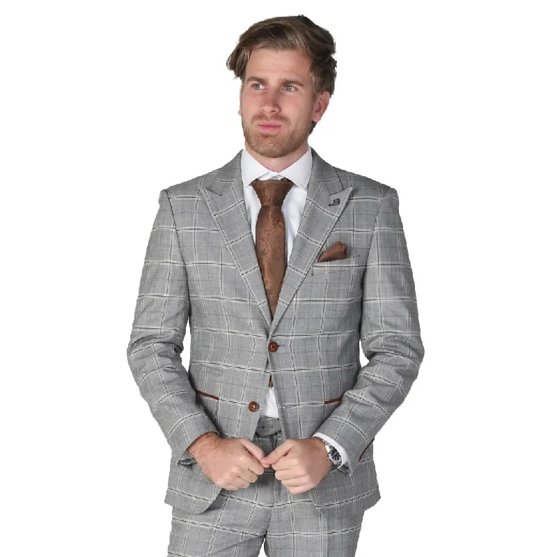 Francis - Men's Grey Check Blazer Office Wedding