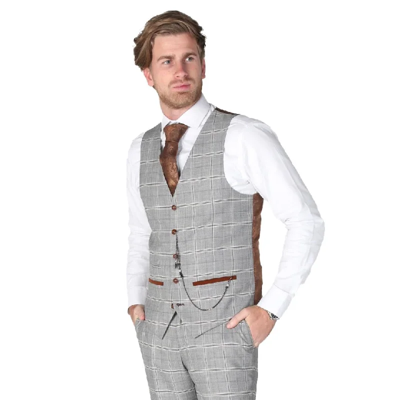 Francis - Men's Grey Check Waistcoat Office Wedding