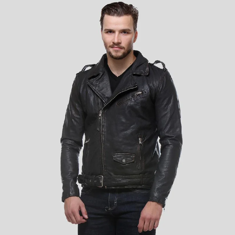 Freddie Black Biker Leather Jacket