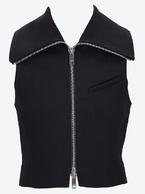 chic-women's-coats-Bonded crepe zip vest