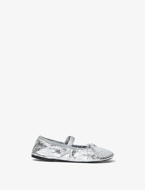 Glove Mary Jane Ballet Flats in Crinkled Metallic