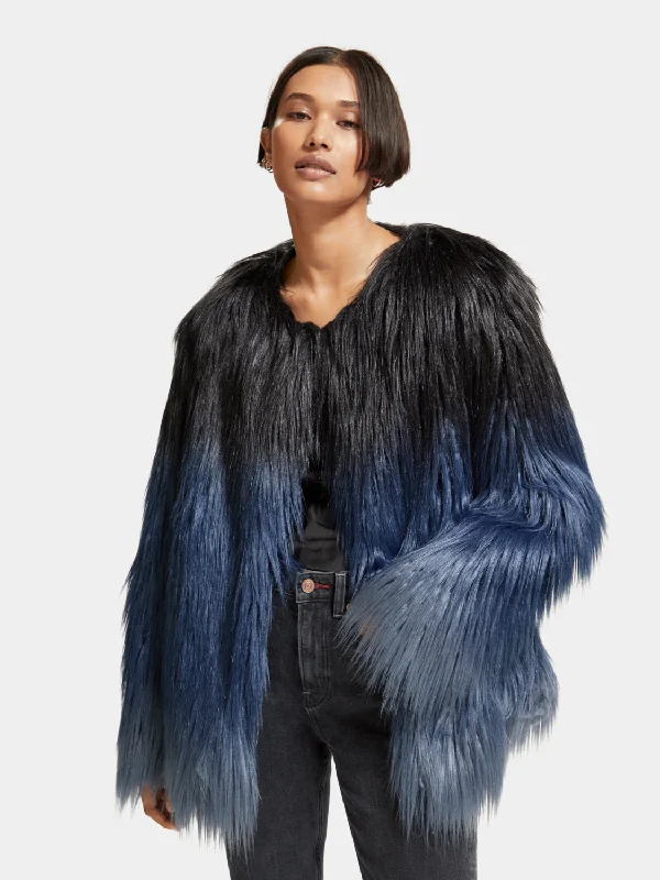 cropped-women's-coats-Gradient faux fur jacket