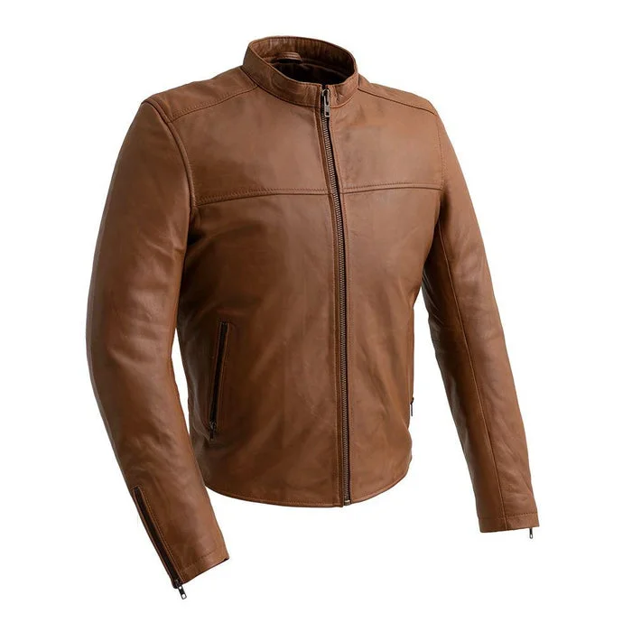 Grayson - Men's Fashion Lambskin Leather Jacket (Dark Cognac)