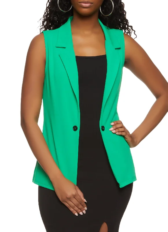 Crepe Knit Single Button Blazer Vest