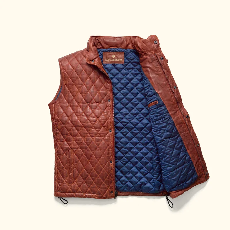 Highlands Quilted Leather Vest | Whiskey Brown