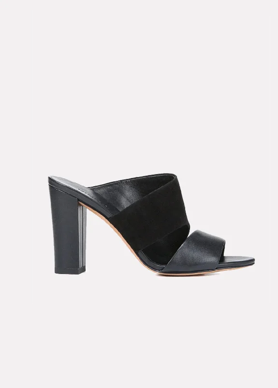 Hiro Suede/Leather Mule - Black