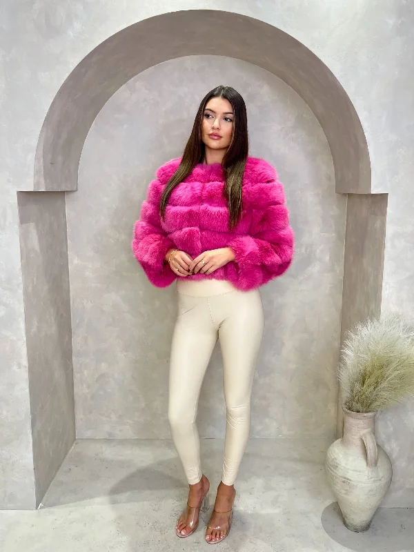 Hot Pink Premium Faux Fur Jacket