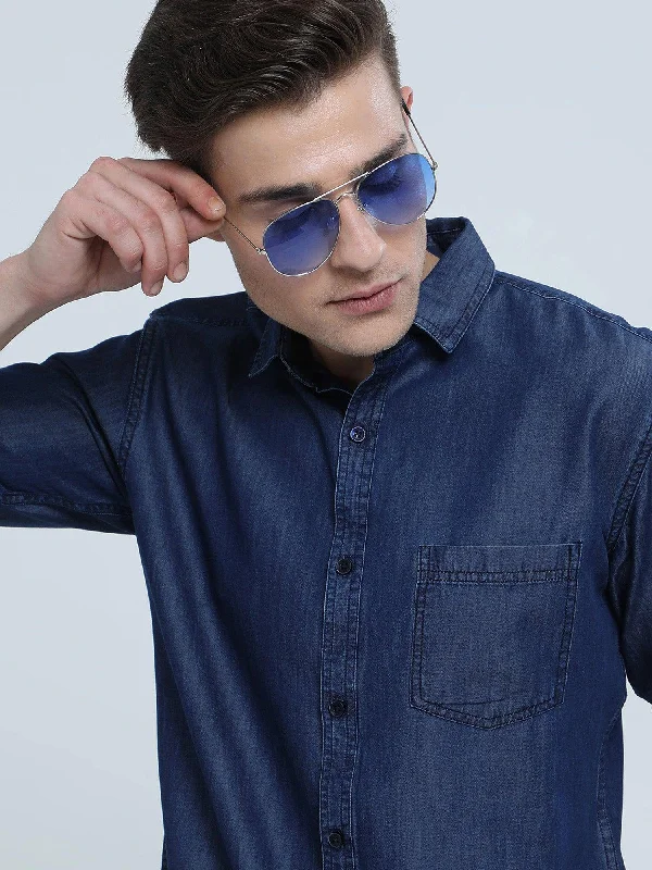 Indigo Denim Single Pocket Full Sleeve Shirt