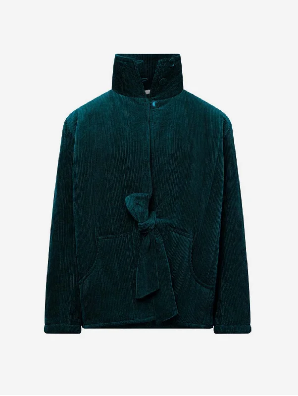 Keneila Women's Organic Cotton Corduroy Coat | Marine green