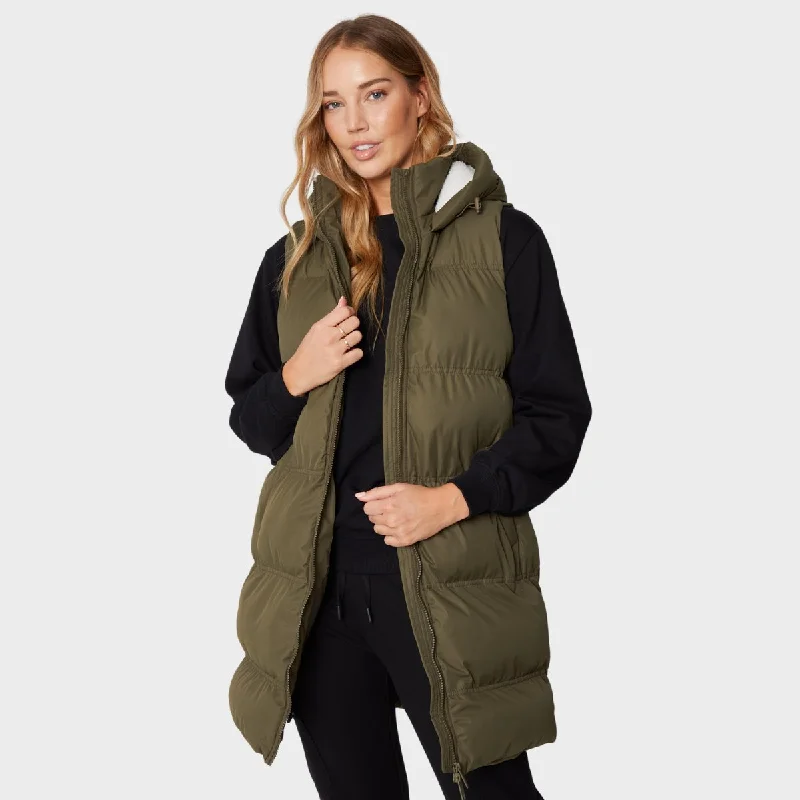 Threadbare Ladies Khaki Borg Lined Gilet