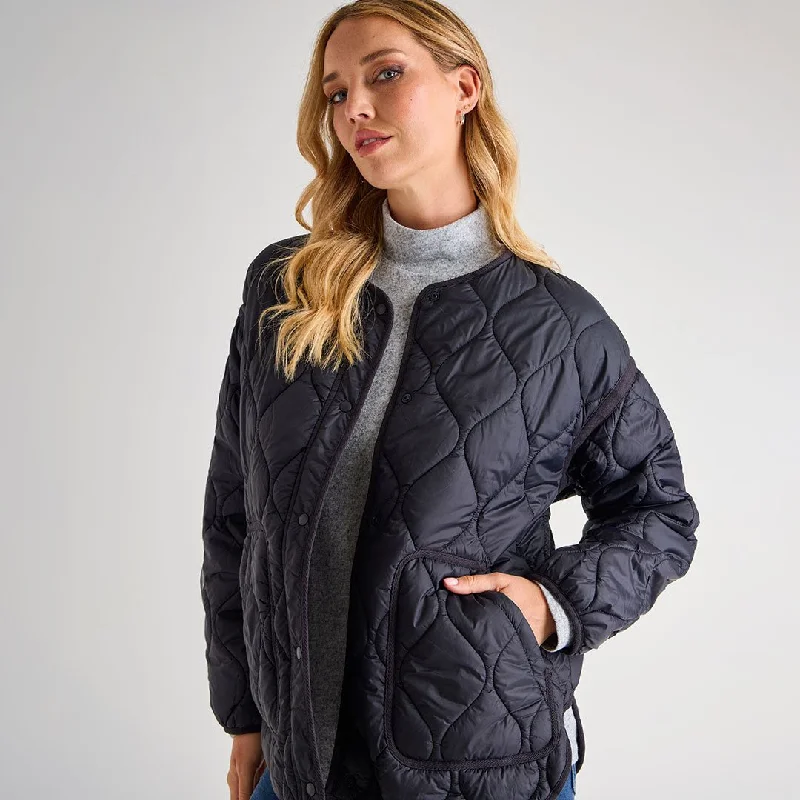 Ladies Oversized Black Quilted Jacket