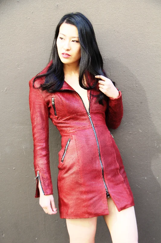 Laser Cut Oxblood Award winning Coat/Dress