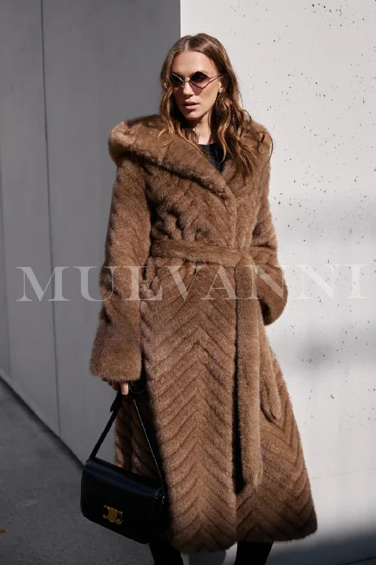 LEA Brown Faux Mink Coat