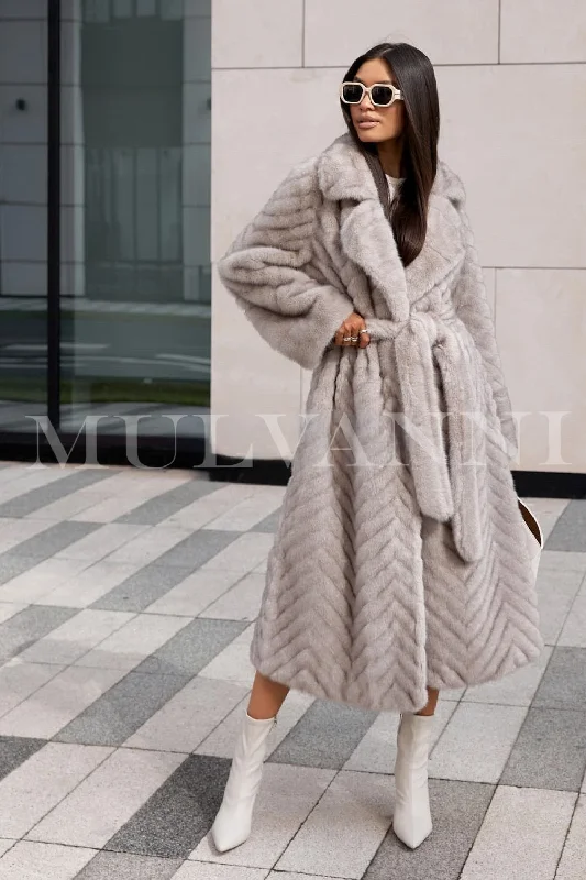 LEA Grey Faux Mink Coat