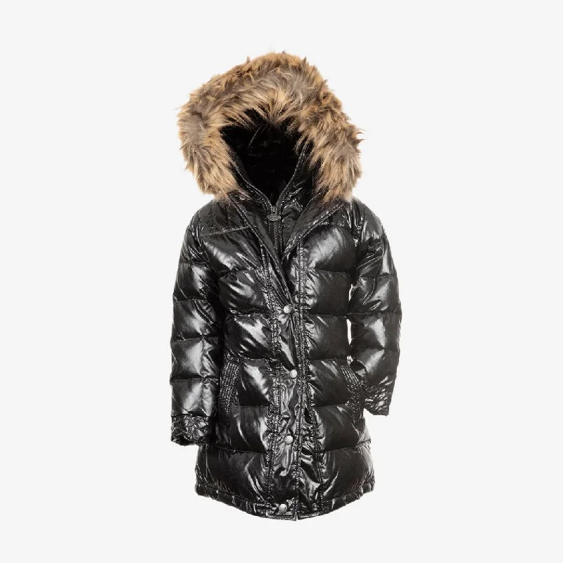 Long Down Coat | Sparkle Black