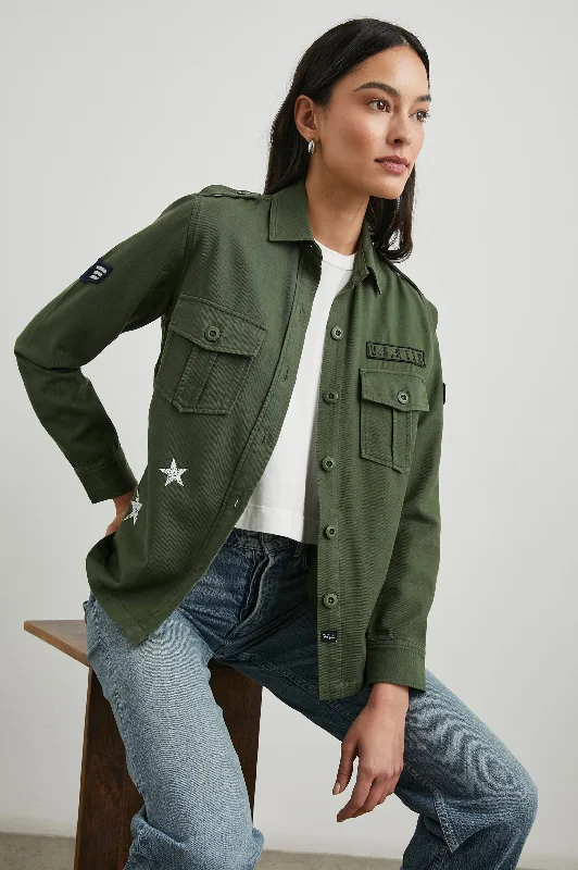 women's-wool-blend-coats-with-hood-LOREN SHIRT JACKET - MILITARY OLIVE