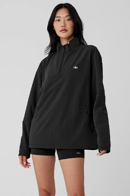 women's-puffer-jackets-and-coats-Takeaway Track Pullover - Black