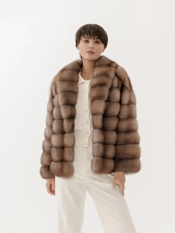 Marder coat with shawl collar for women