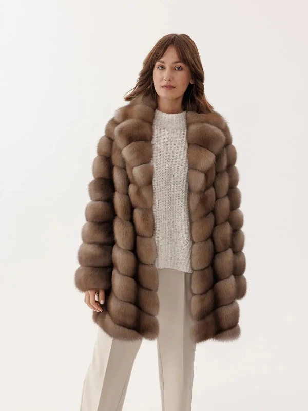 Marten coat with shawl collar for women