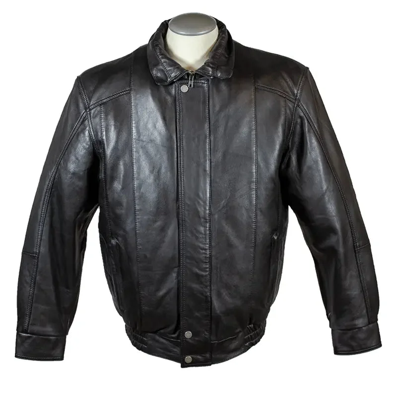 BOL Men's Double Pocket Leather Bomber Jacket