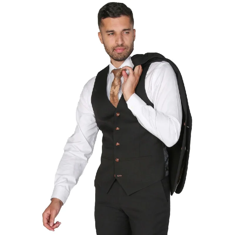 Mayfair- Men's Plain Black Waistcoat Prom Wedding Office